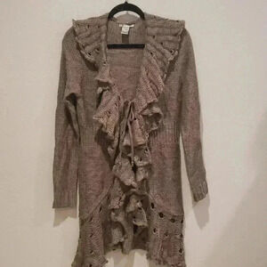 Alberto Makali Collar Ruffle knit Cardigan